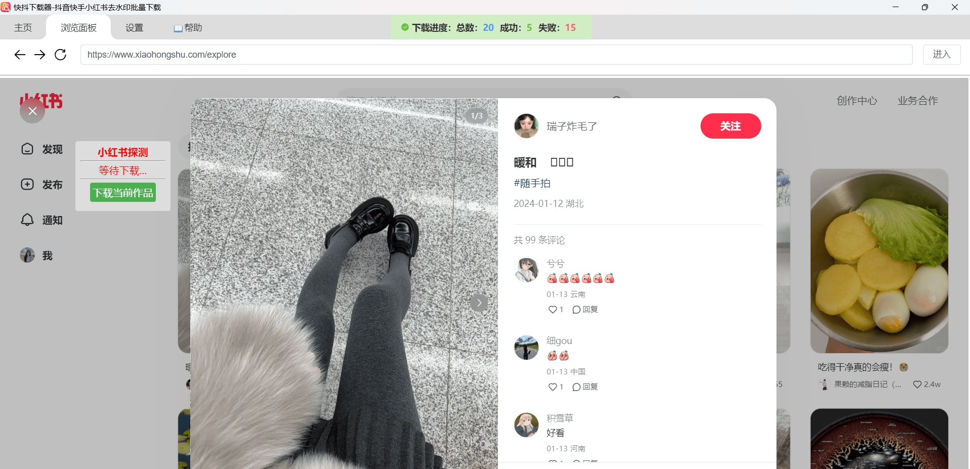小红书单个视频/图文下载